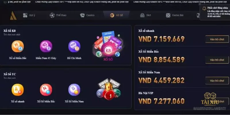Thông tin sơ lược về sảnh cược cực hot xổ số Game Tài Xỉu. 